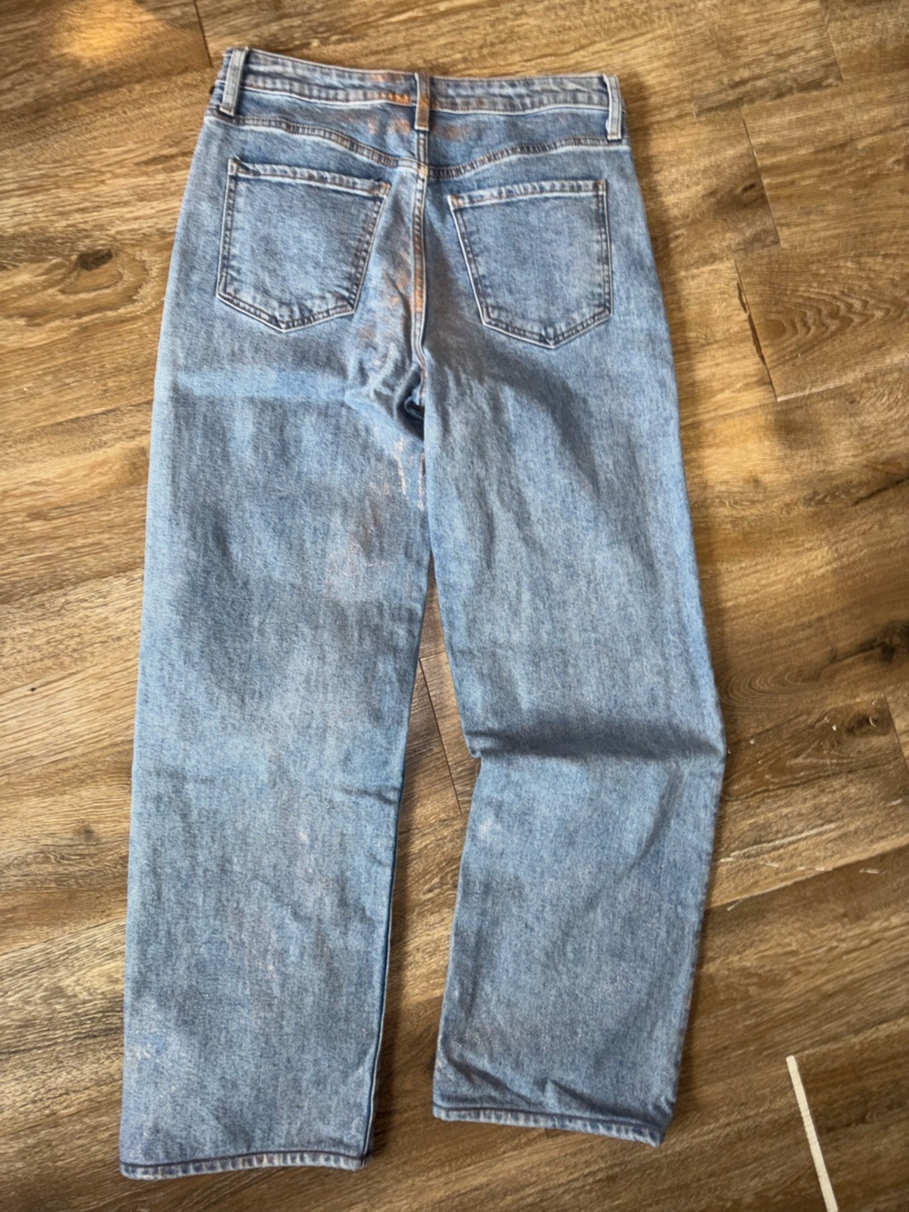 Kit from The Kloth Sienna Wide Leg Rose Gold Paint Jeans Size 4 - Picture 3 of 7